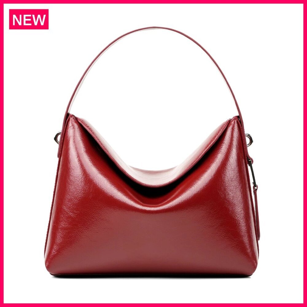 Small Leather Crossbody Bag With Strap, 8.66 Inches, Hobo Style